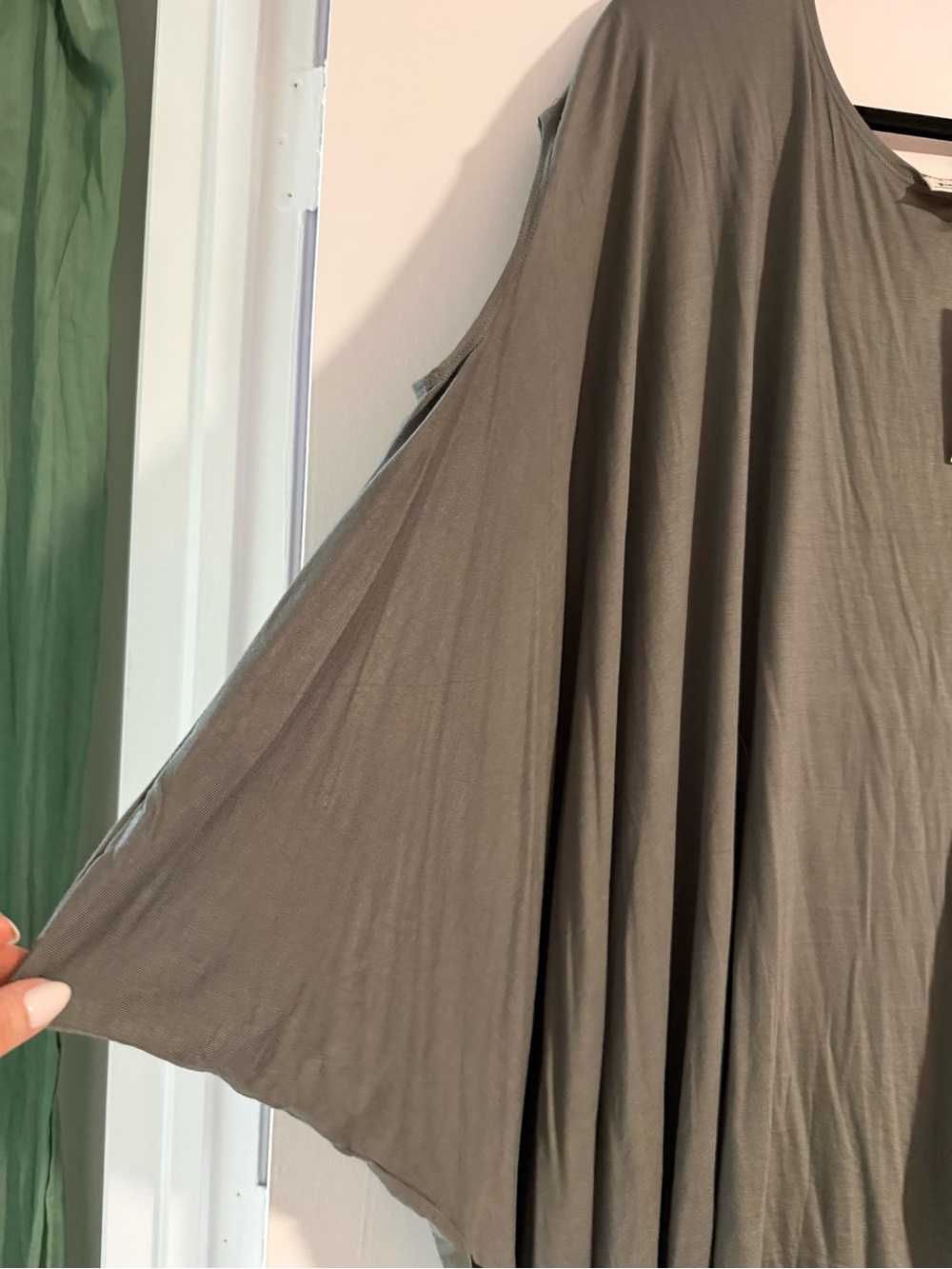 Oversized Draped Women’s Top - Olive Green - One Size - Picture 5 of 6